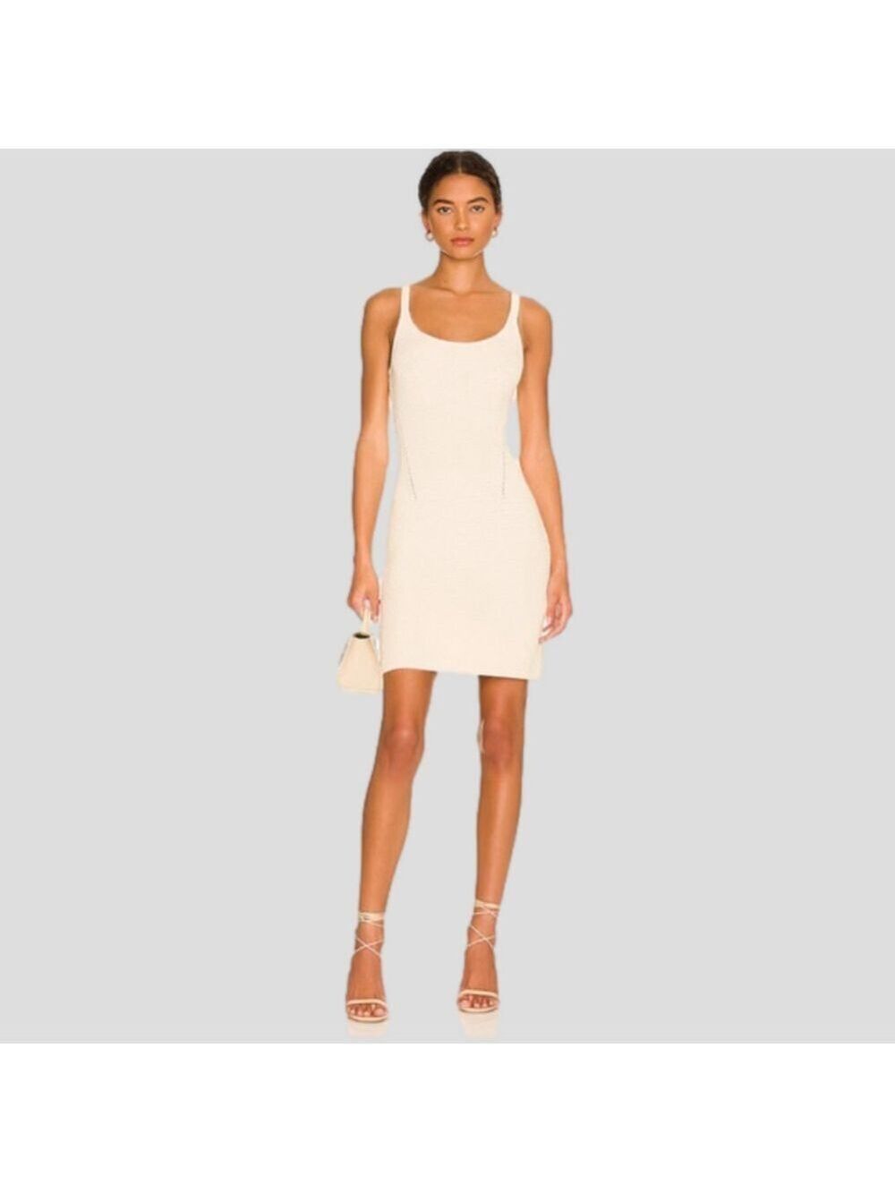 Rag & Bone Lena Organic Cotton Tank Mini Dress in Light Dove Beige Size  XL